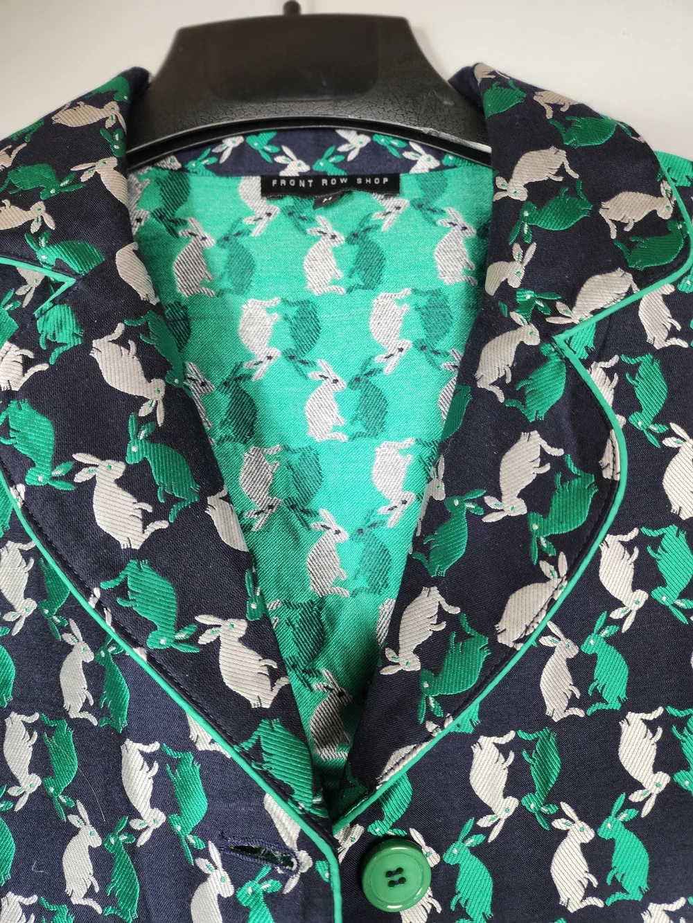 Vintage Lounge Set Front Row Shop Rabbit Print Pajama-Style Trousers And Blazer